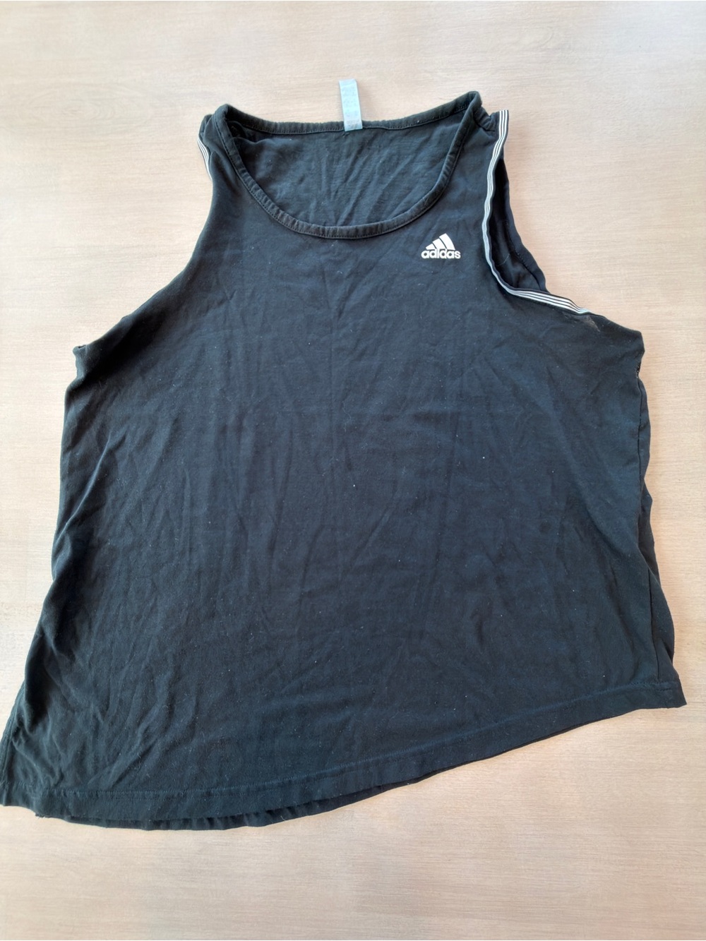 adidas Black Women's Sleeveless Athletic Tank with White Logo - XL